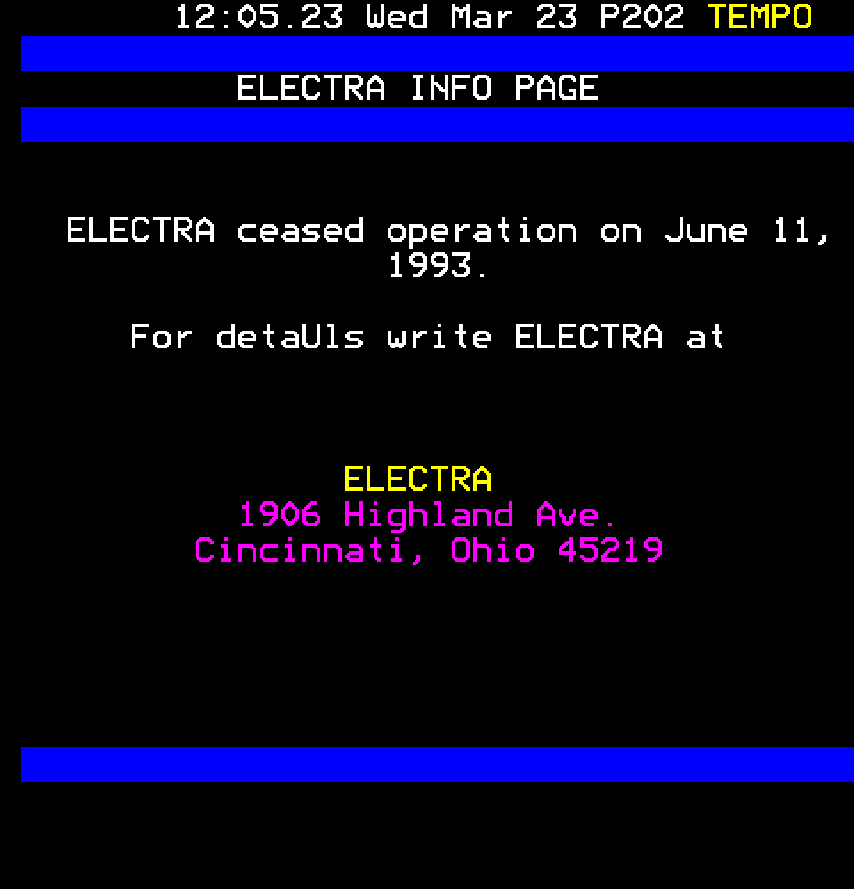 Electra shutdown notice page