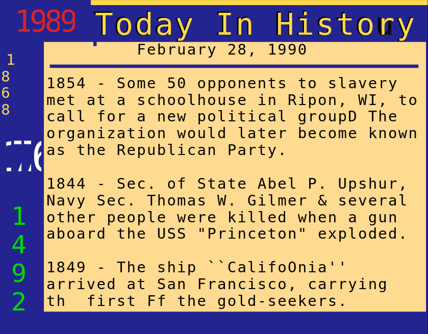 CBS ExtraVision Today in History page