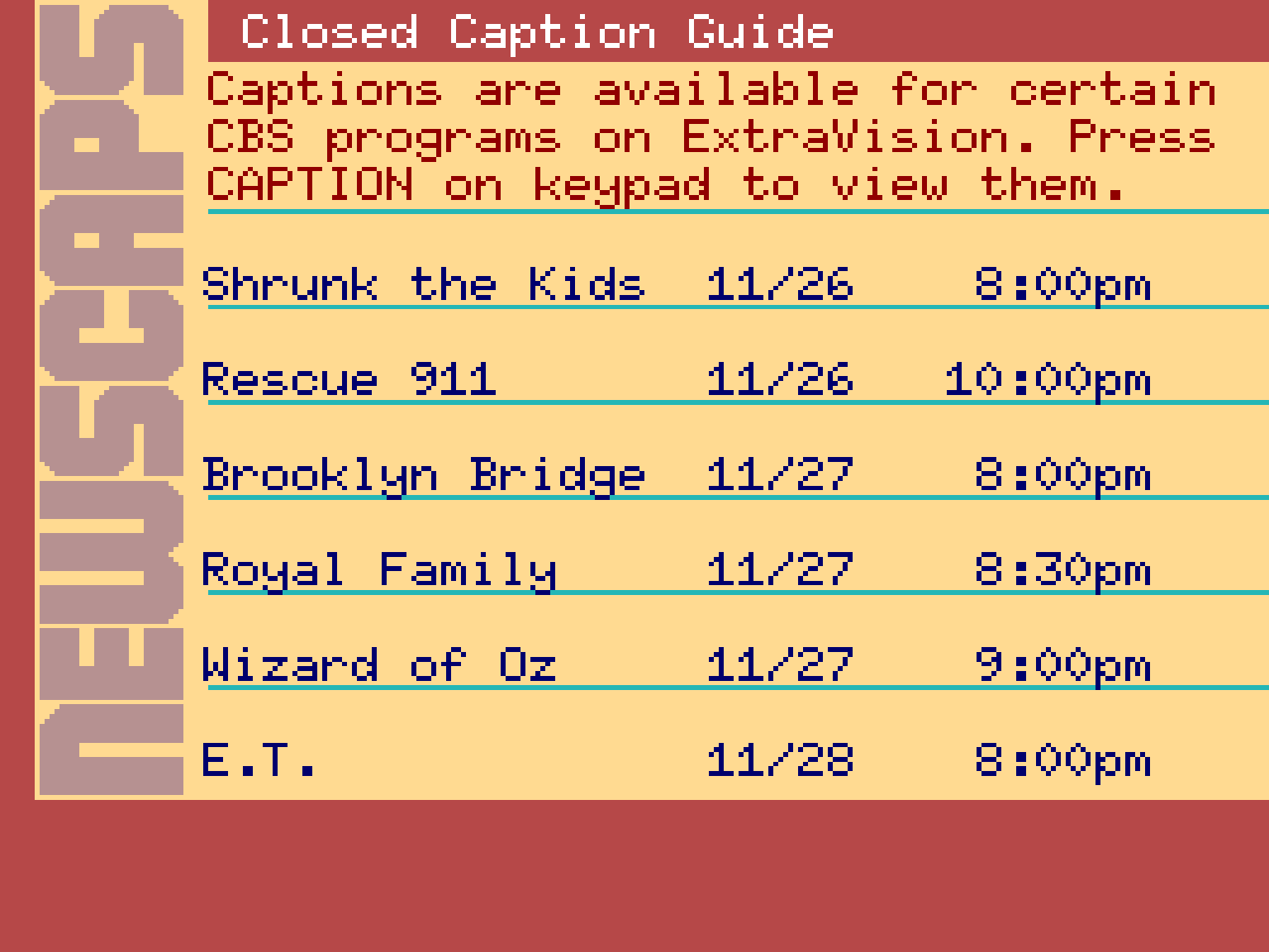 CBS ExtraVision Today in History page