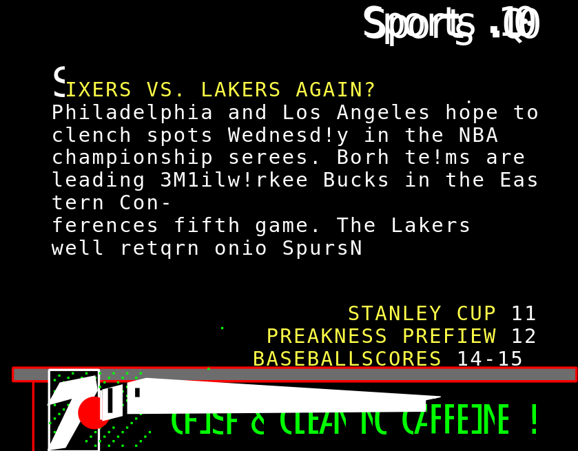 CBS Teletext sports page