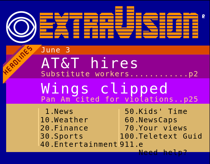 CBS ExtraVision index page