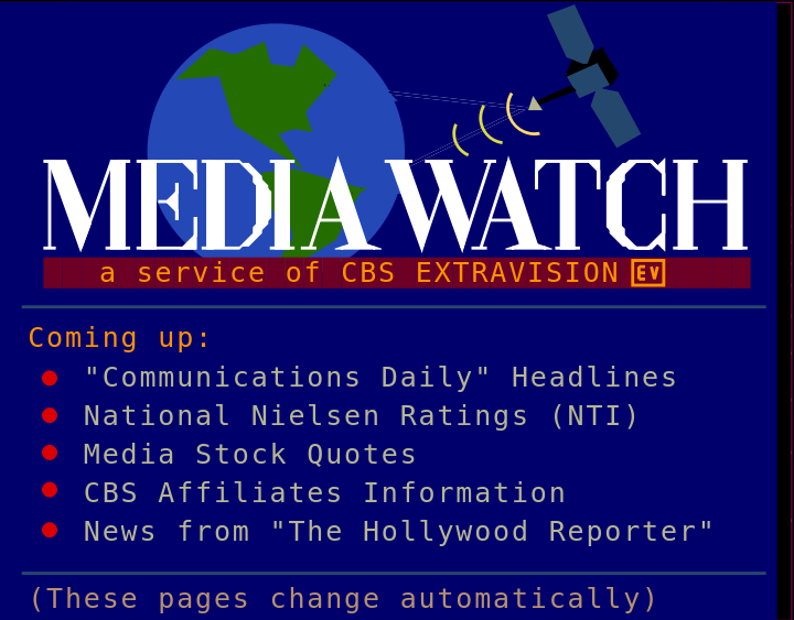 CBS ExtraVision Media Watch page