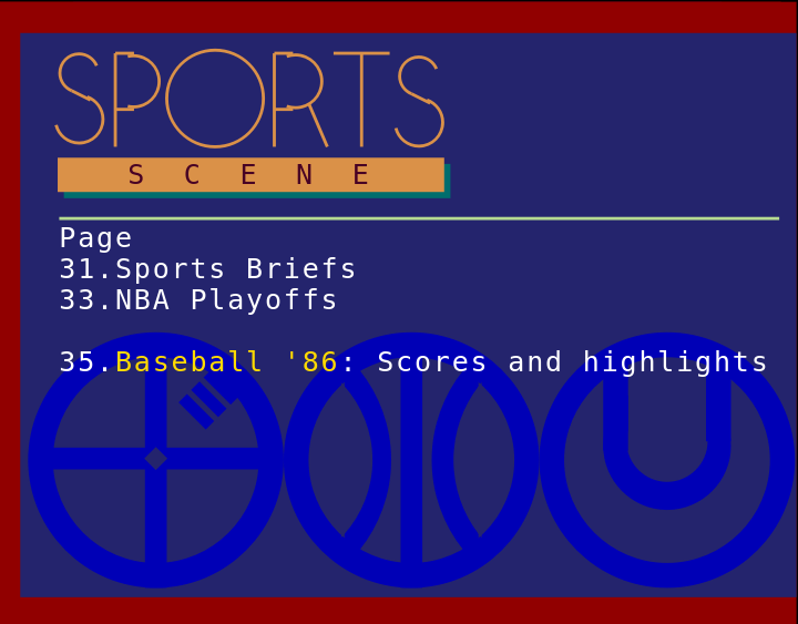 CBS ExtraVision Sports page