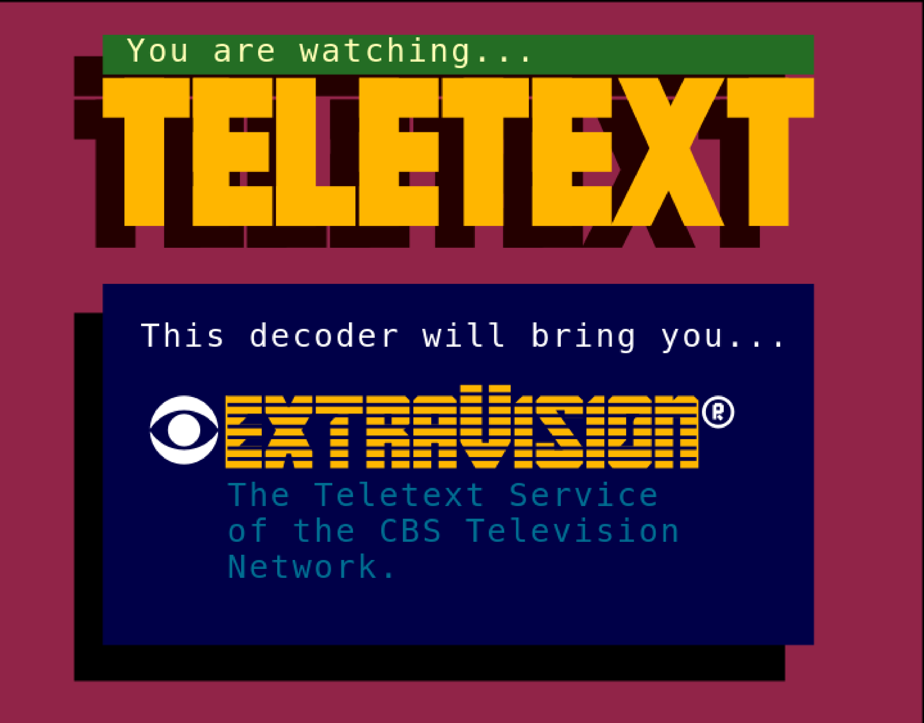 CBS ExtraVision Decoder ExtraVision page